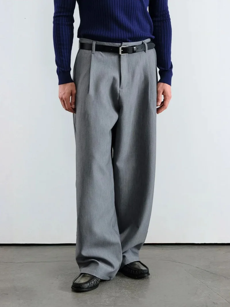 Giesto GIESTO Men's Wide Leg Pleated Trousers